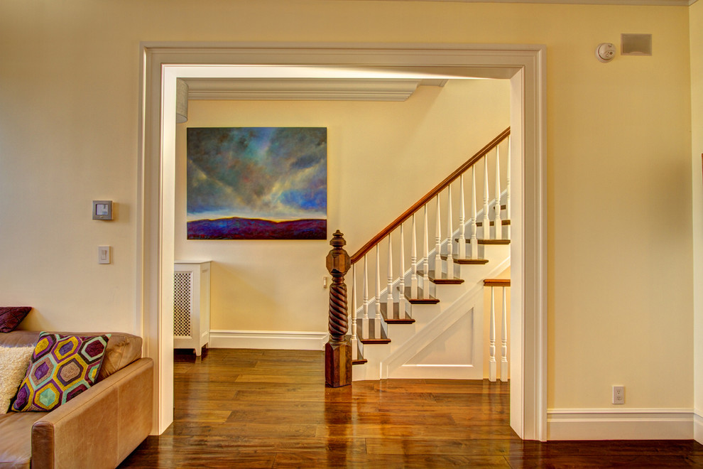 Inspiration for a timeless wooden staircase remodel in New York