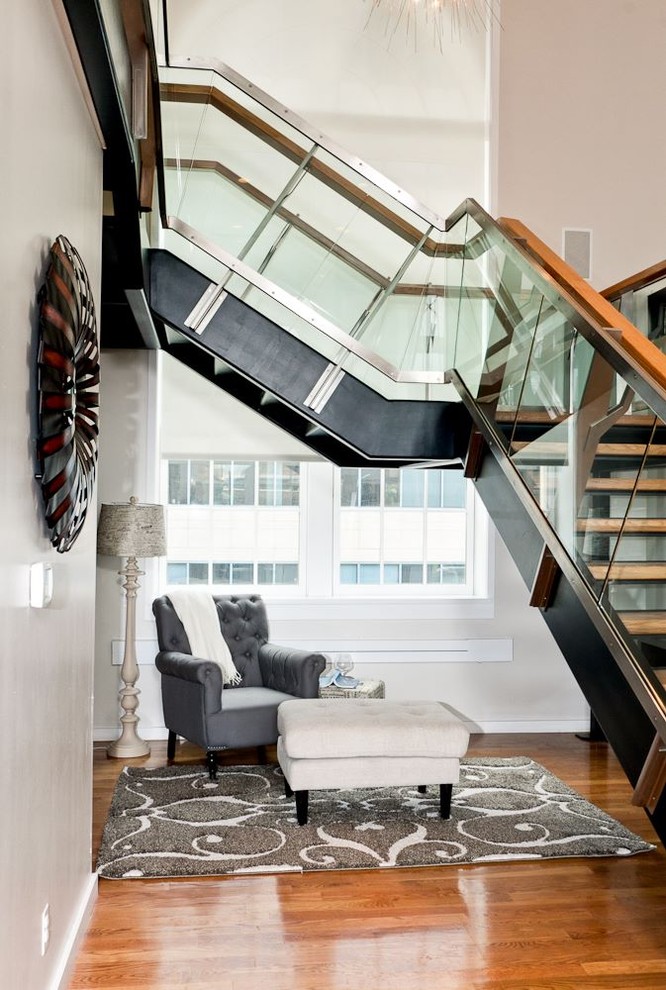 Contemporary wood staircase in Philadelphia.