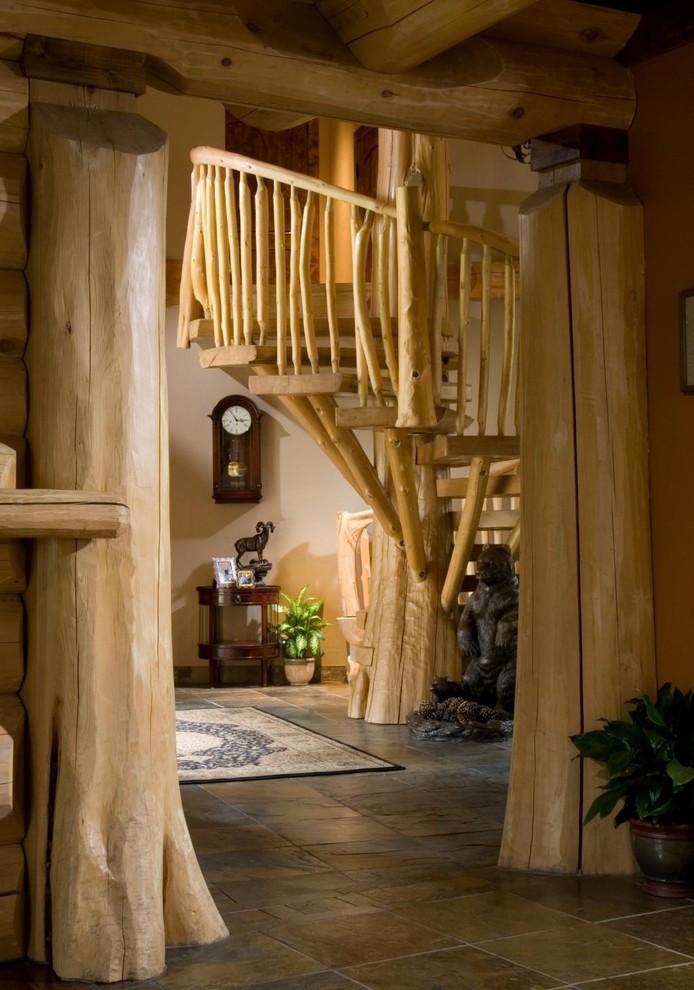 This is an example of a rustic spiral staircase in Boise.