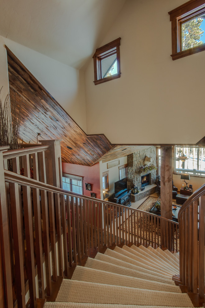 Design ideas for a medium sized rustic staircase in Denver.