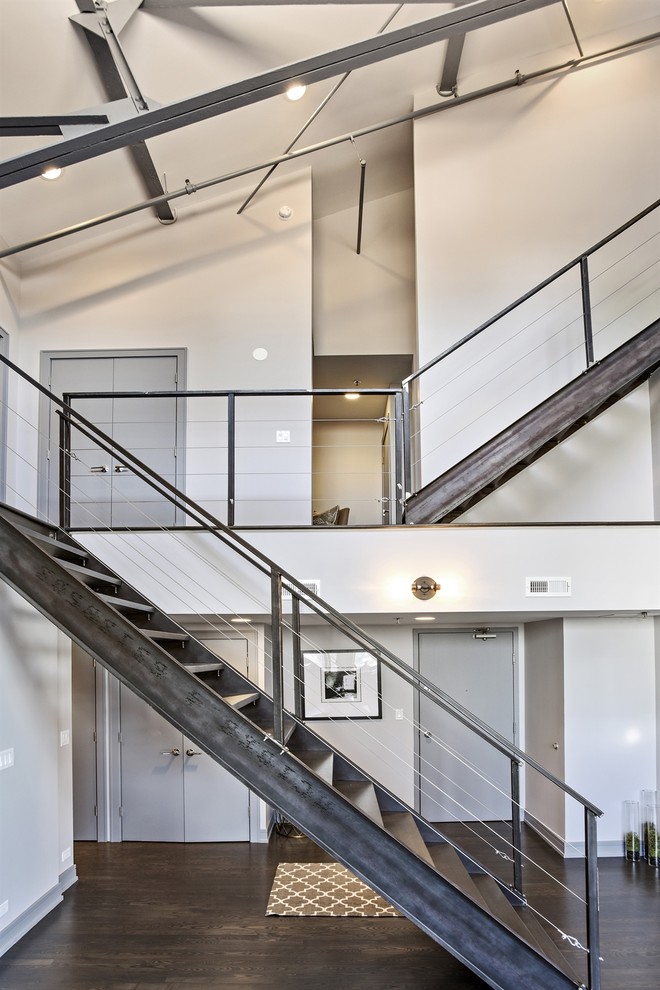 Inspiration for an industrial staircase remodel in Chicago