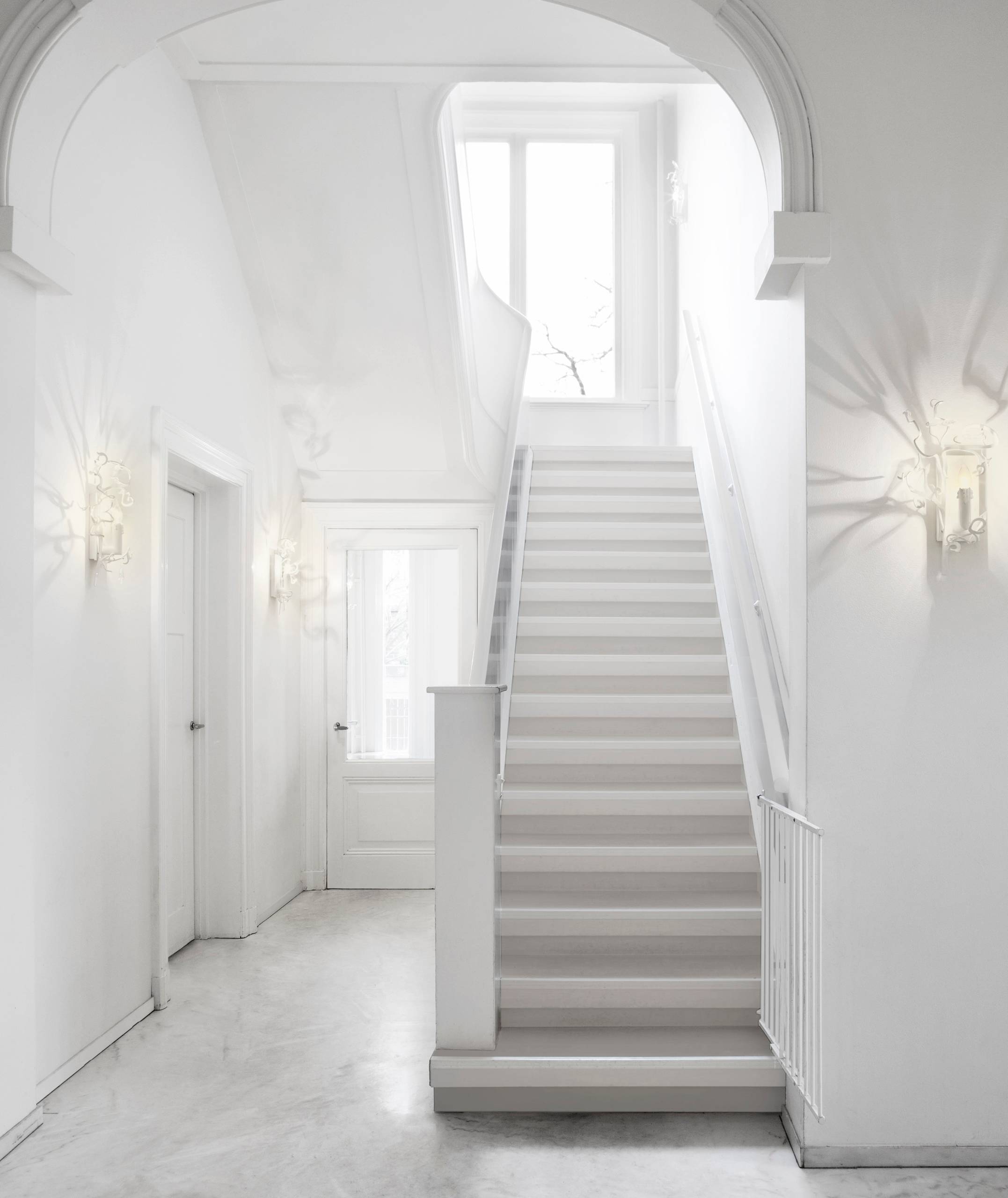 Black & White Hall, Stairs & Landing  Stairs landing, Staircase makeover,  White hall