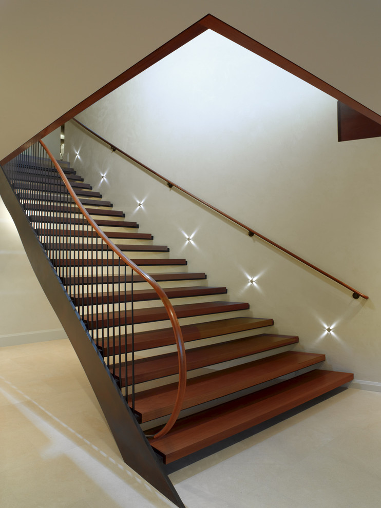 Trendy wooden straight open staircase photo in San Francisco