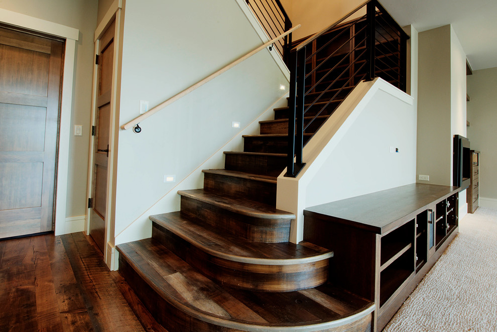 Reclaimed Stair Treads and Flooring Rustic Staircase Denver by