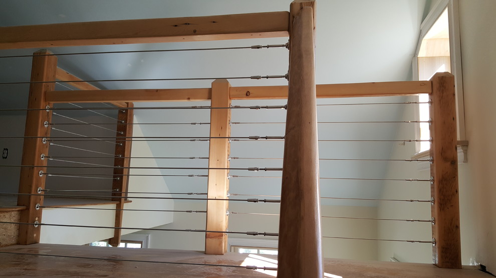 reclaimed wood child's loft entrance with wire cables - Contemporary ...