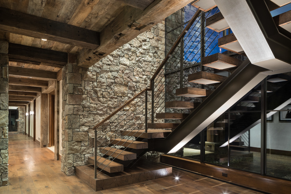 Inspiration for a rustic staircase in Jackson.