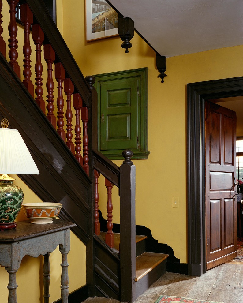 This is an example of a rural staircase in Philadelphia with feature lighting.