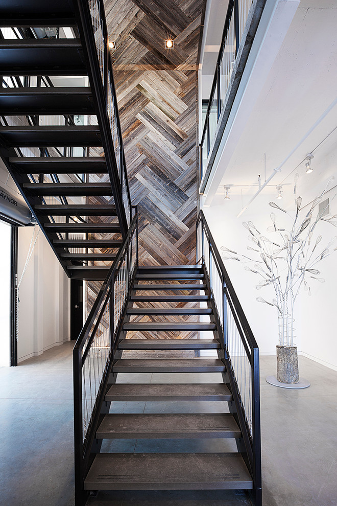 Staircase - large contemporary metal u-shaped open staircase idea in Montreal