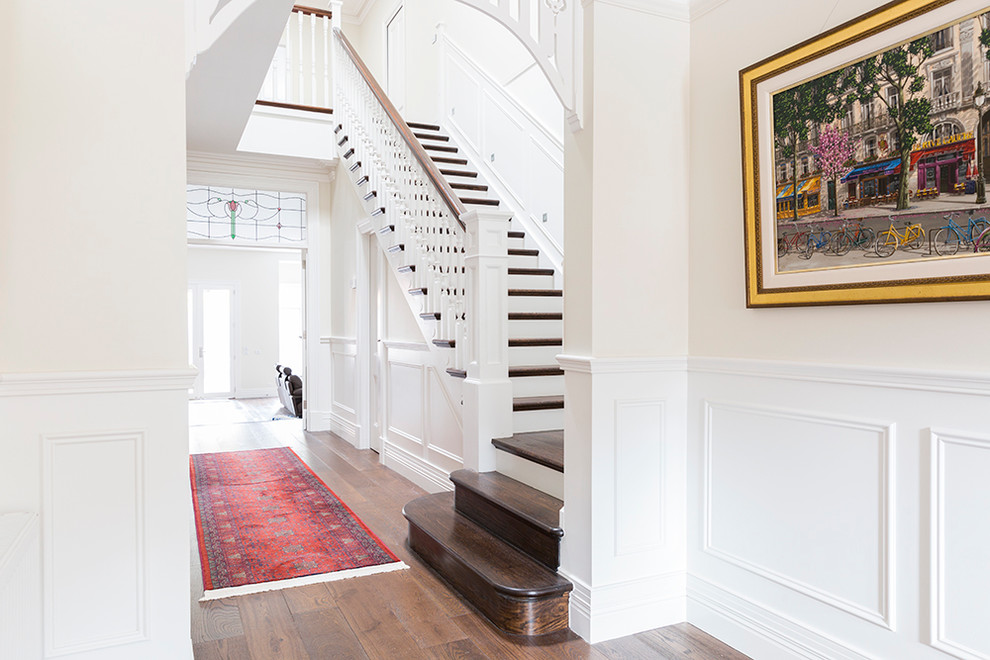 Inspiration for a medium sized classic wood straight staircase in Melbourne with wood risers.