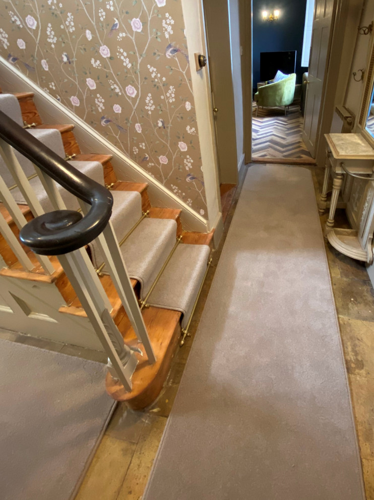 Rustic Oak Herringbone and Wool Carpet Runners Rustic Staircase