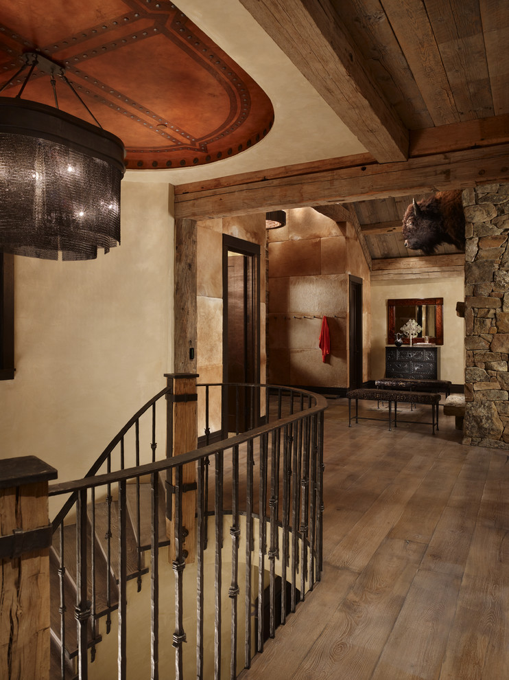 Design ideas for a rustic wood staircase in Denver.