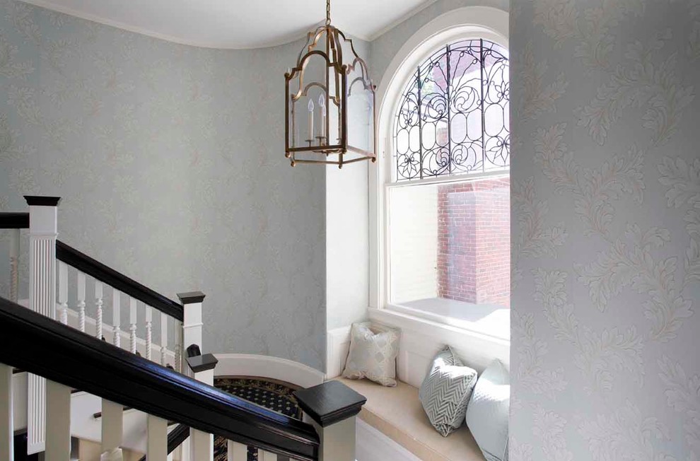 Inspiration for a timeless u-shaped staircase remodel in Boston