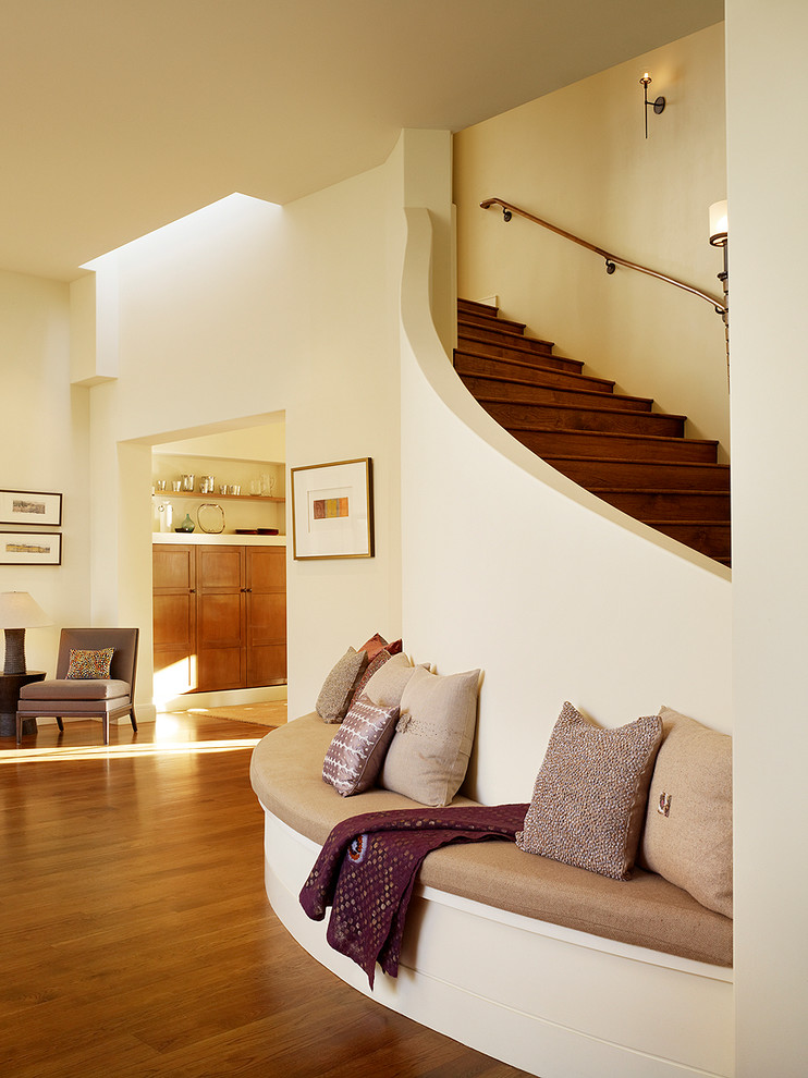 Inspiration for a large contemporary curved staircase remodel in San Francisco