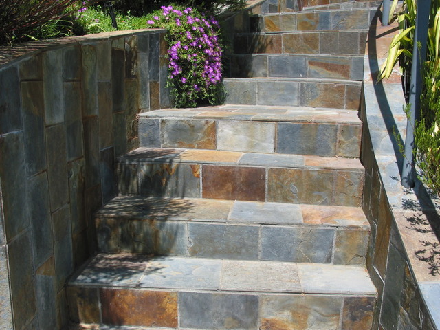 Slate Stairs Contemporary Staircase, Slate Tile Stairs