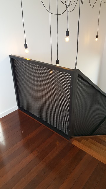 Sleek Perforated Balustrade Screen Wall - Industrial - Staircase - Brisbane  - by URBAN METAL | Houzz