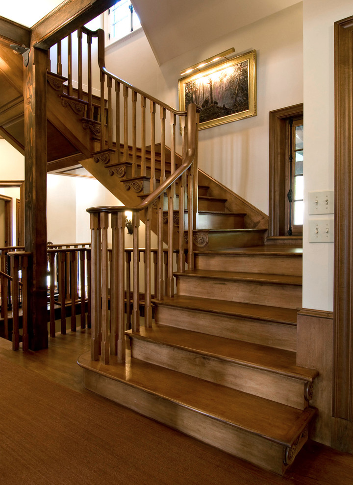 Design ideas for a rustic staircase in Boston.