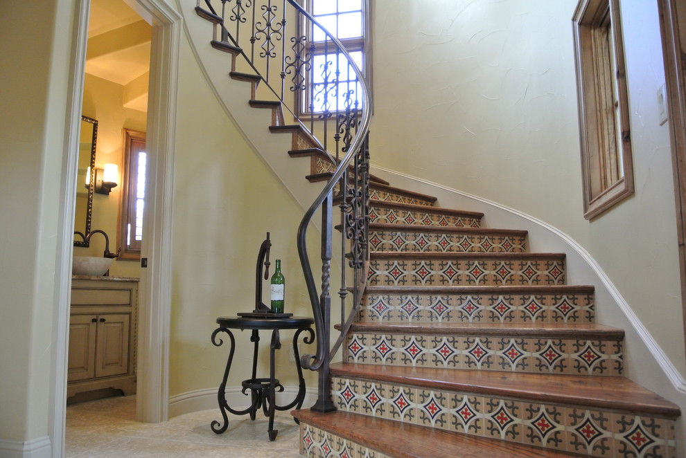 Inspiration for a mediterranean staircase remodel in Dallas