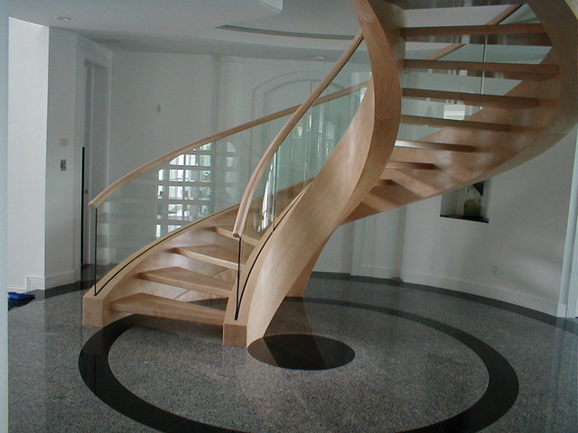 Пример оригинального дизайна: винтовая лестница в стиле модернизм