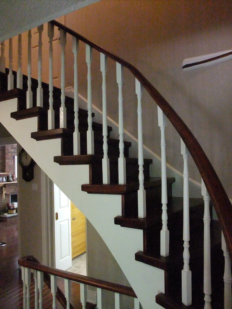 Stain Stairs, Paint Spindles Traditional Staircase Edmonton by