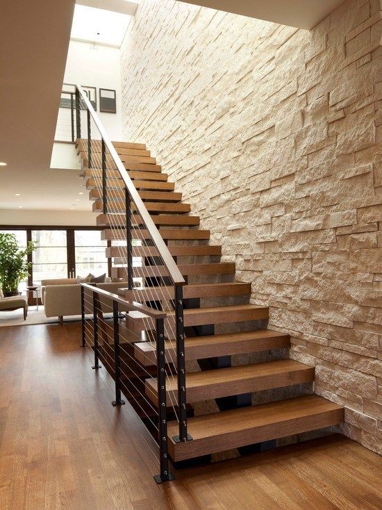 Stainless Cable Railing Wood Staircase Design - Modern ...