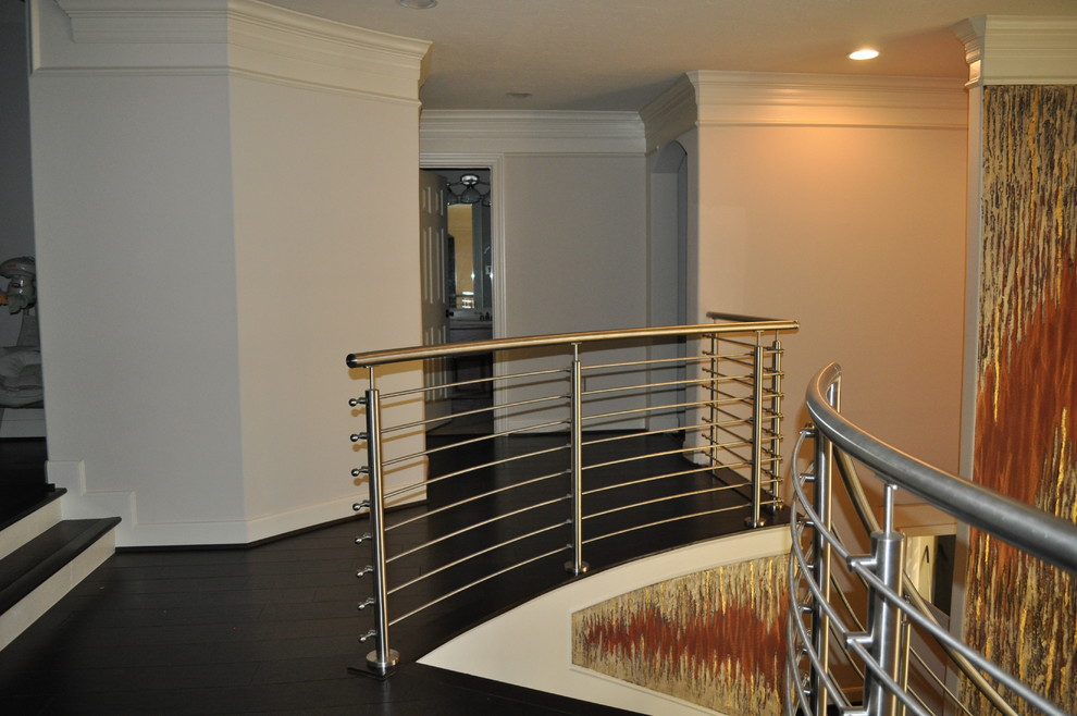 Stainless Steel and Round Bar - Contemporary - Staircase - Houston - by  Stairway Makeovers