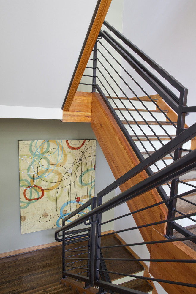 Design ideas for a contemporary staircase in Atlanta with open risers.