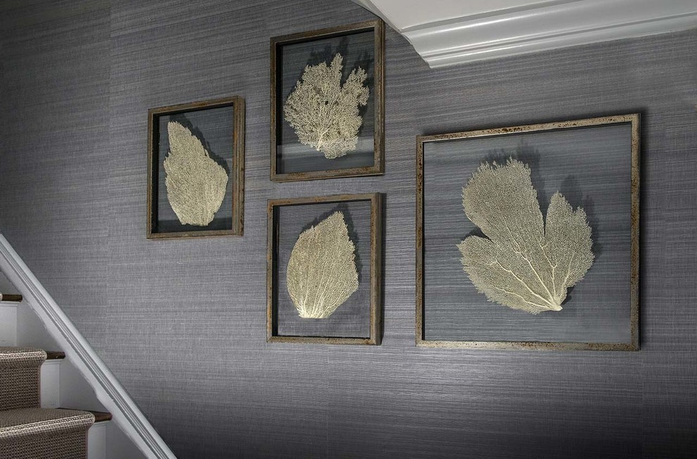 Staircase framed nature wall art in a Westfield, NJ Contemporary Home