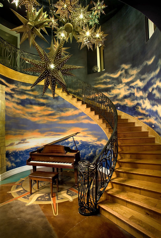 Staircase - eclectic curved staircase idea in Portland