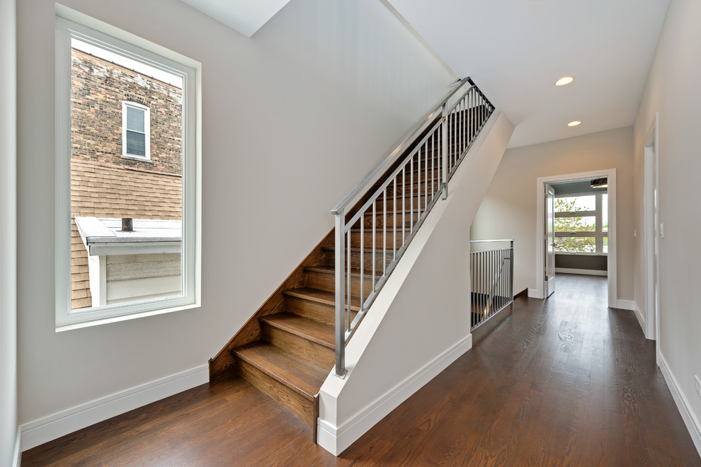 Inspiration for a contemporary staircase remodel in Chicago
