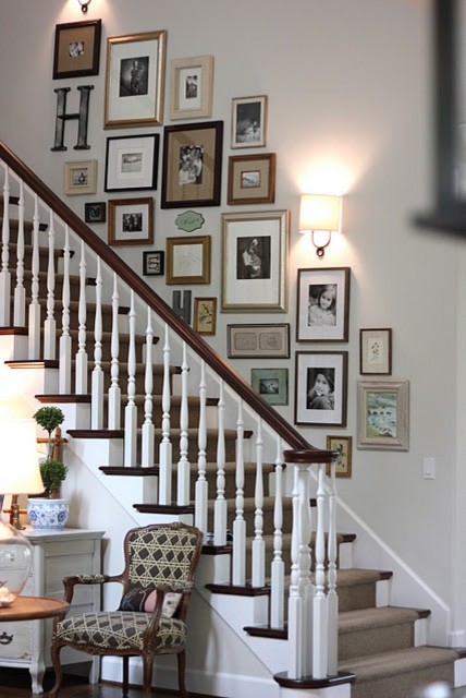 Eclectic staircase in Other with feature lighting.