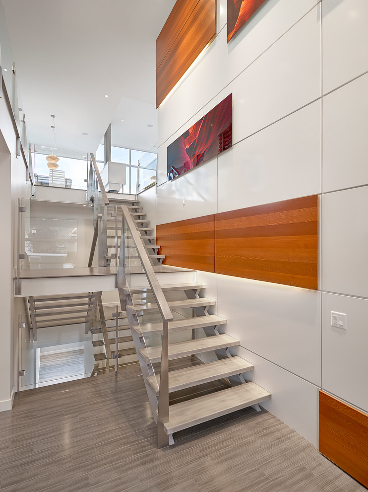 Staircase - modern open staircase idea in Edmonton