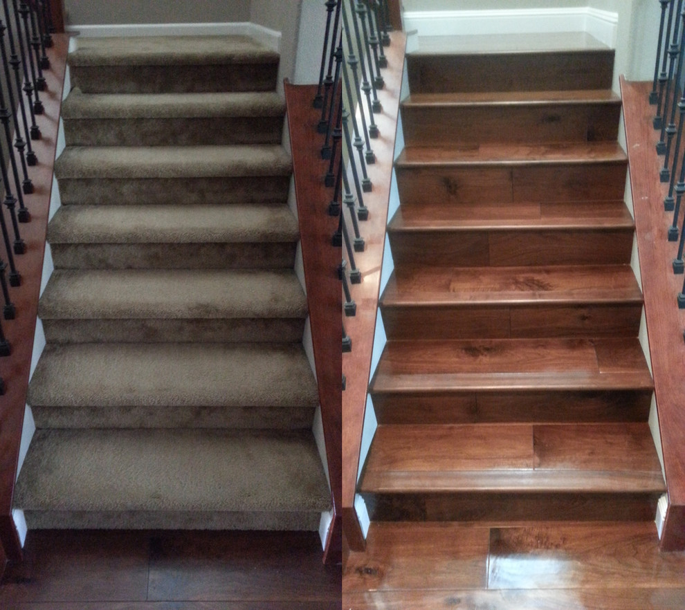 Mid-sized wooden l-shaped staircase photo in San Francisco with wooden risers