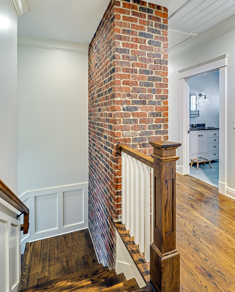 Stairs With Exposed Brick Chimney Traditional Staircase Nashville By Marcelle Guilbeau Interior Designer