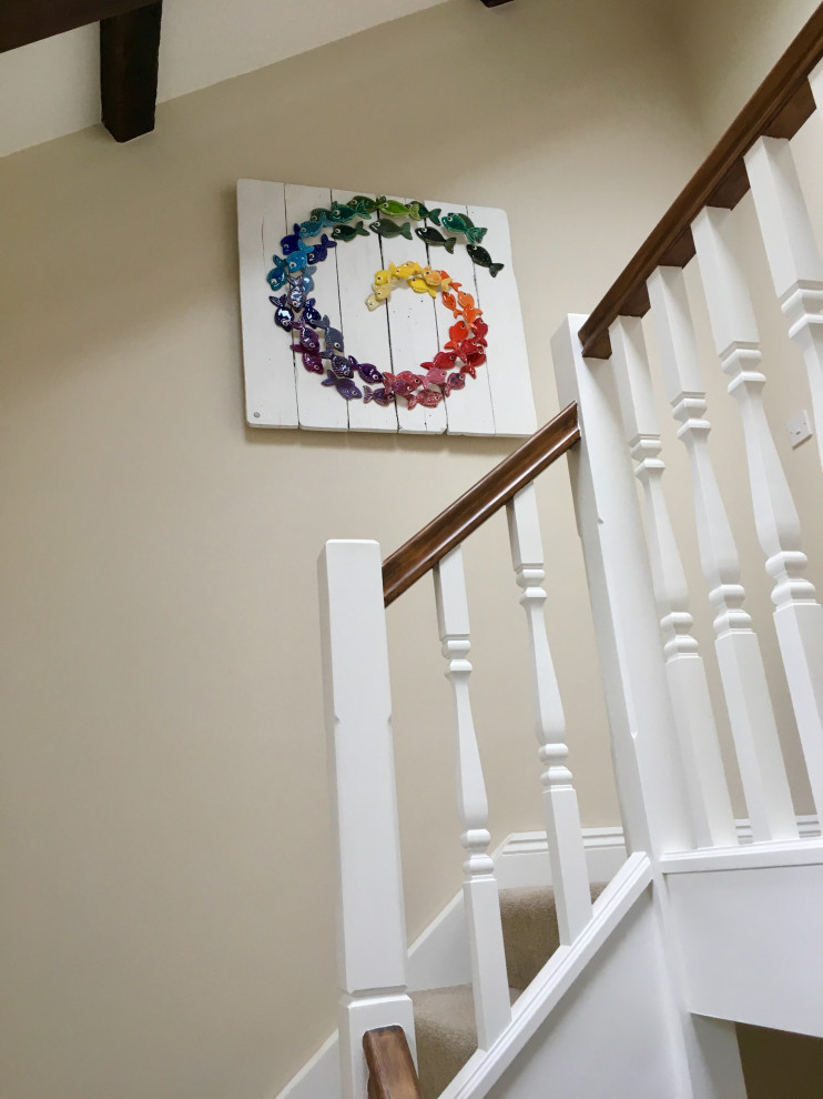 Idée de décoration pour un escalier champêtre.