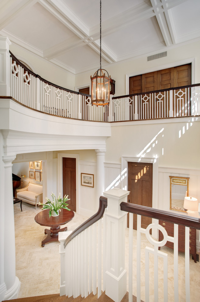 Staircase - mid-sized traditional wooden spiral staircase idea in New York