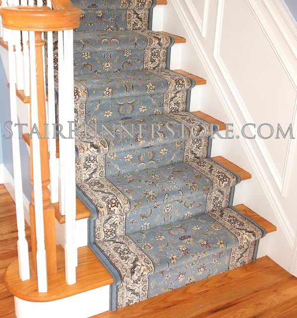 Straight Staircase Stair Runner Installations Traditional Staircase