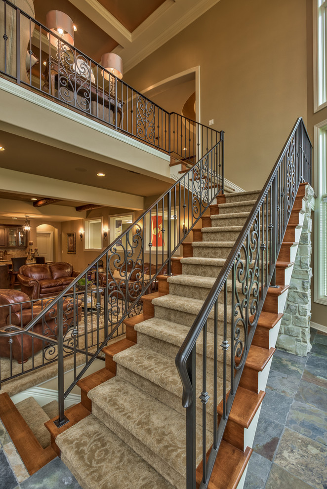 Inspiration for a mediterranean staircase remodel in Omaha