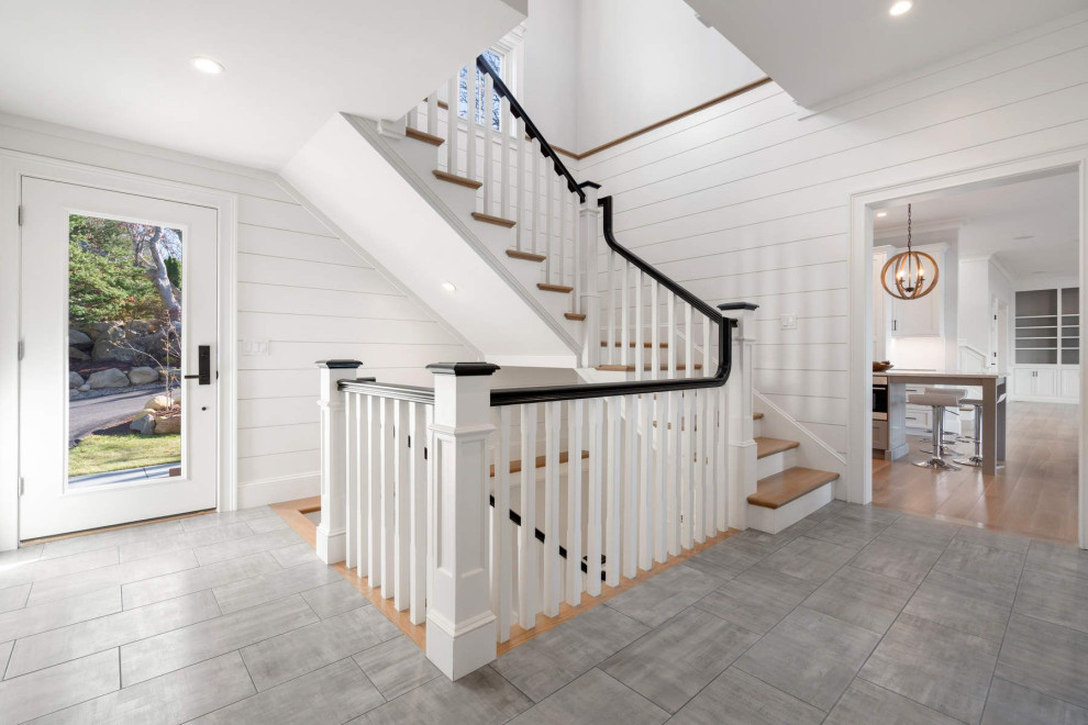Inspiration for a coastal staircase remodel in Boston