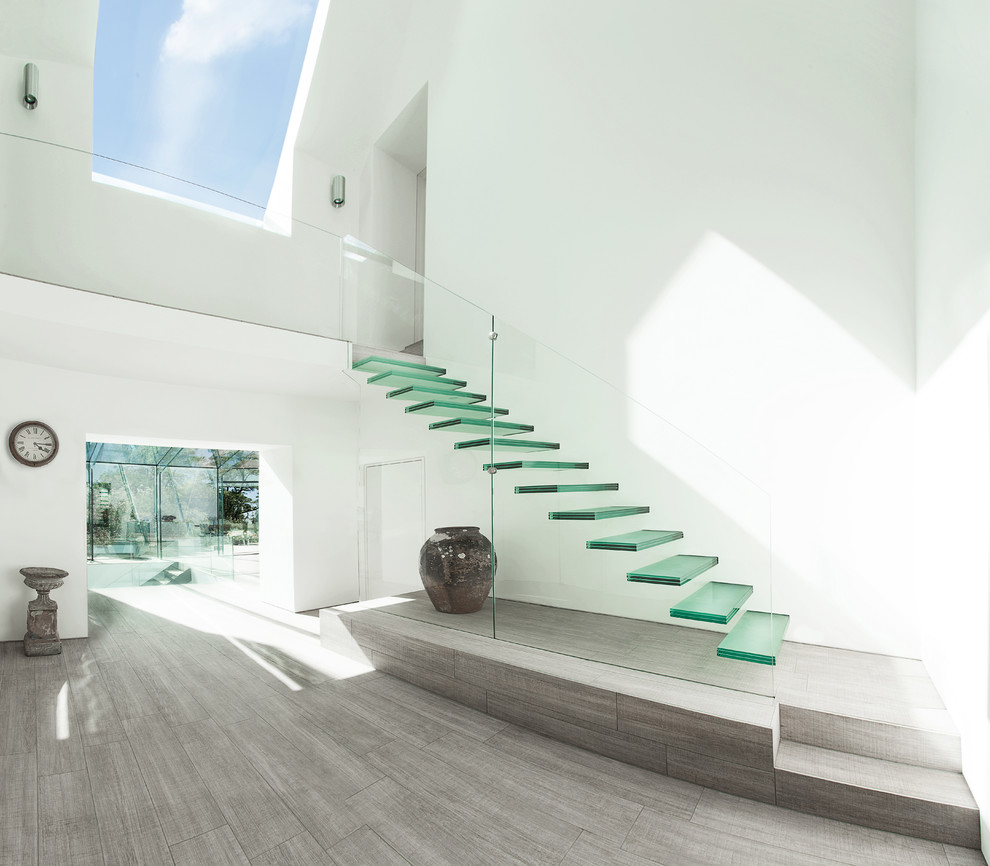 Staircase - contemporary floating staircase idea in Hampshire