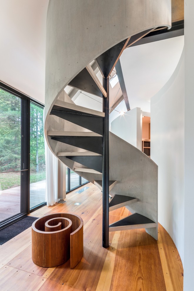 Идея дизайна: винтовая лестница в современном стиле