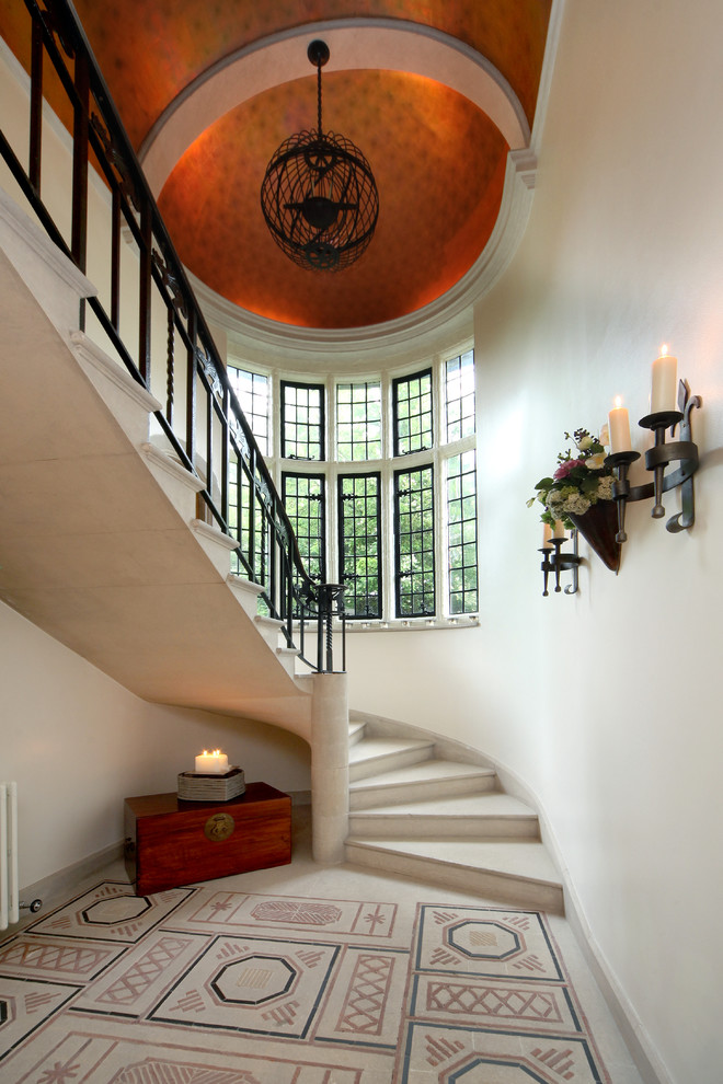 Photo of a classic curved staircase in Hertfordshire.
