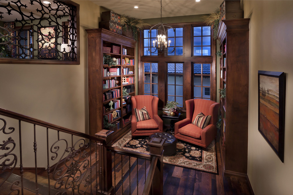 Tuscan wooden staircase photo in Denver