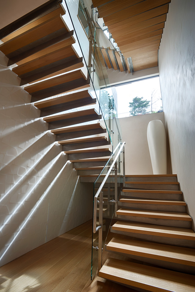 Gerade, Große Moderne Treppe mit Beton-Setzstufen in San Francisco
