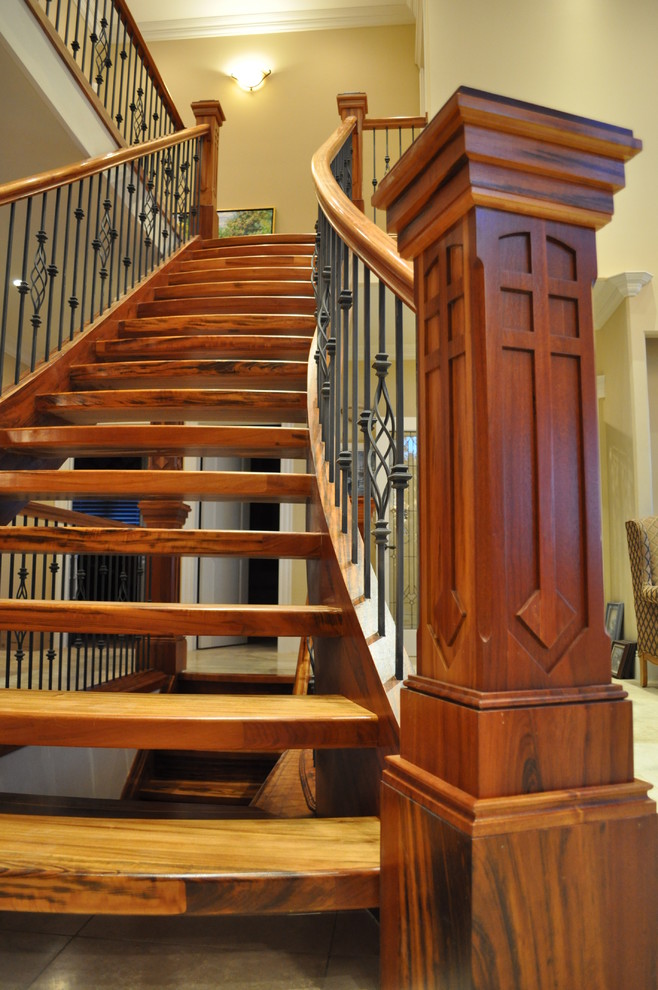 Tigerwood Grand Flare Traditional Staircase Edmonton by