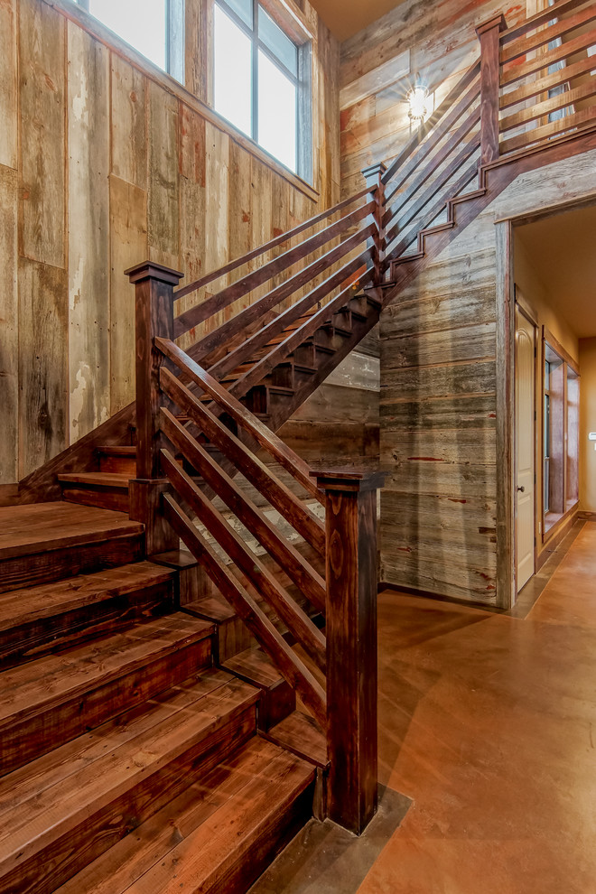 Inspiration for a rustic staircase in Austin.