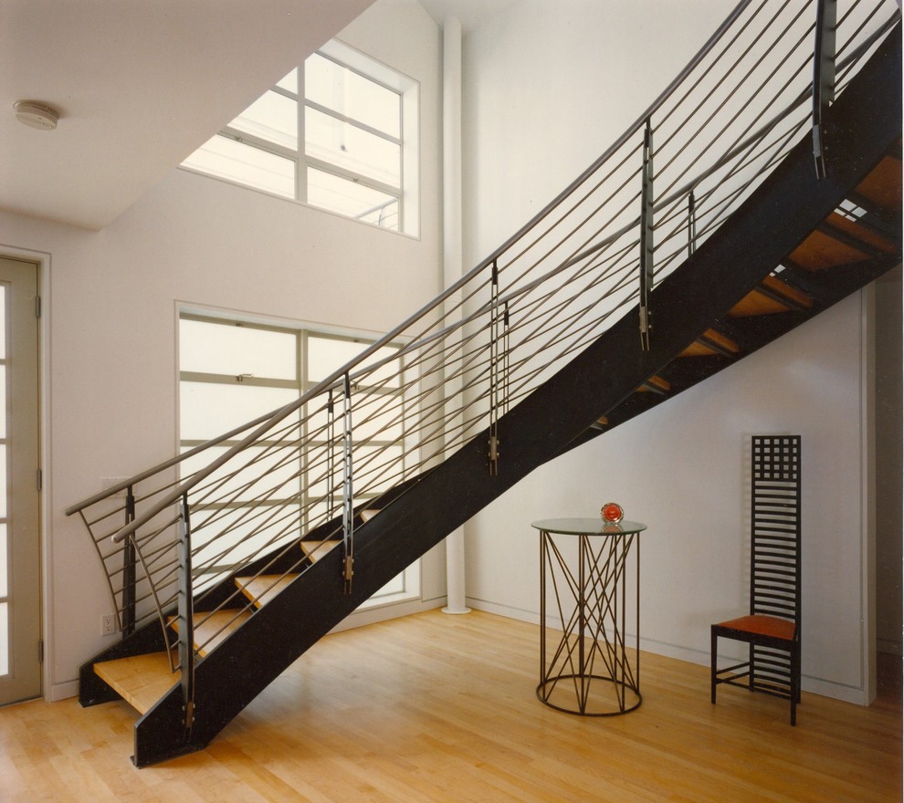 Contemporary wood staircase in San Francisco.