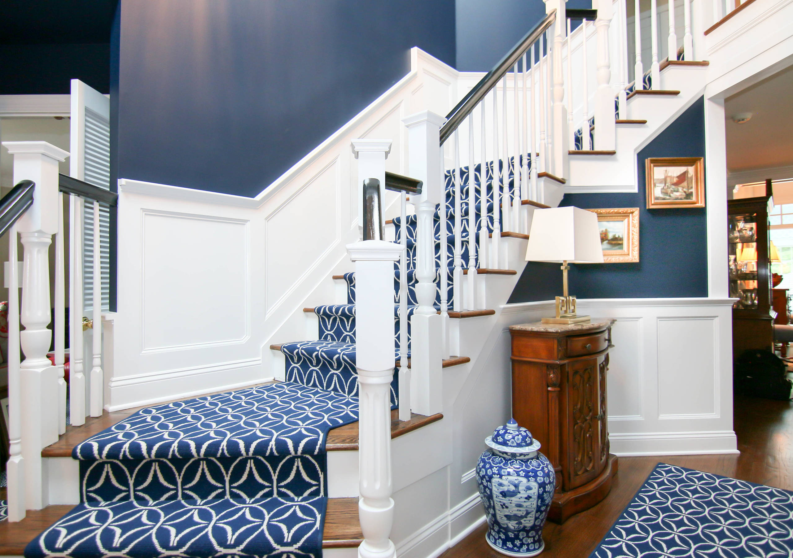 blue staircase wall