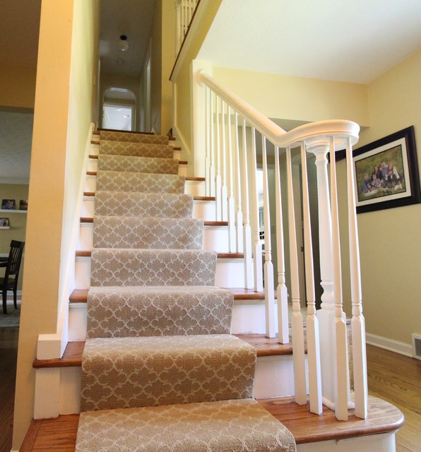 Transitional Farmhouse Custom Stair Runner - Transitional - Staircase -  Cincinnati - by Bockrath Flooring & Rugs | Houzz