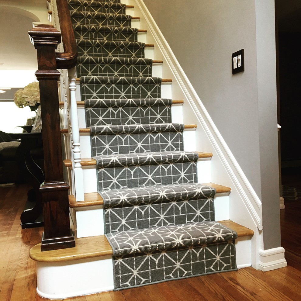 Transitional Stair Runner Traditional Staircase New York by