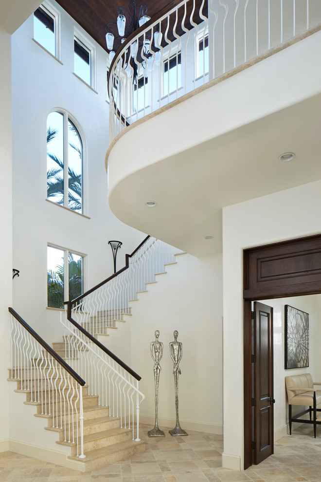 Transitional u-shaped staircase photo in Miami